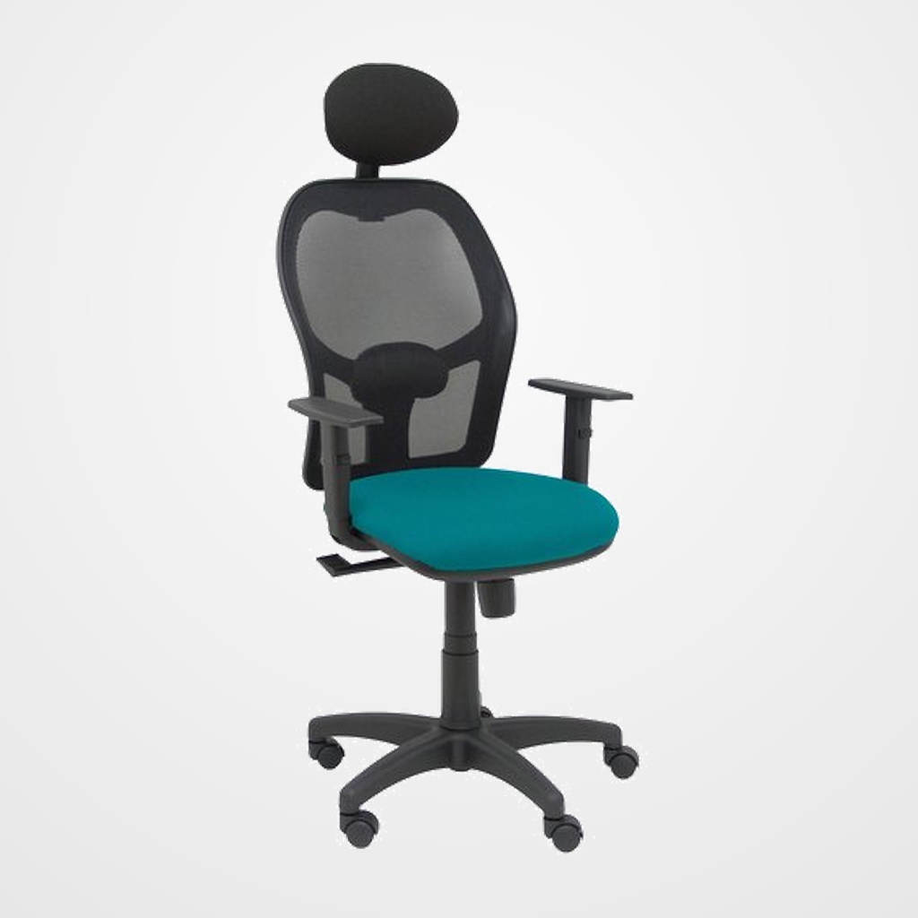 SILLA PIQUERAS Y CRESPO ALOCEN BRAZOS REGULABLES CABECERO FIJO MALLA NEGRO Y ASIENTO BALI VERDE PETROLEO