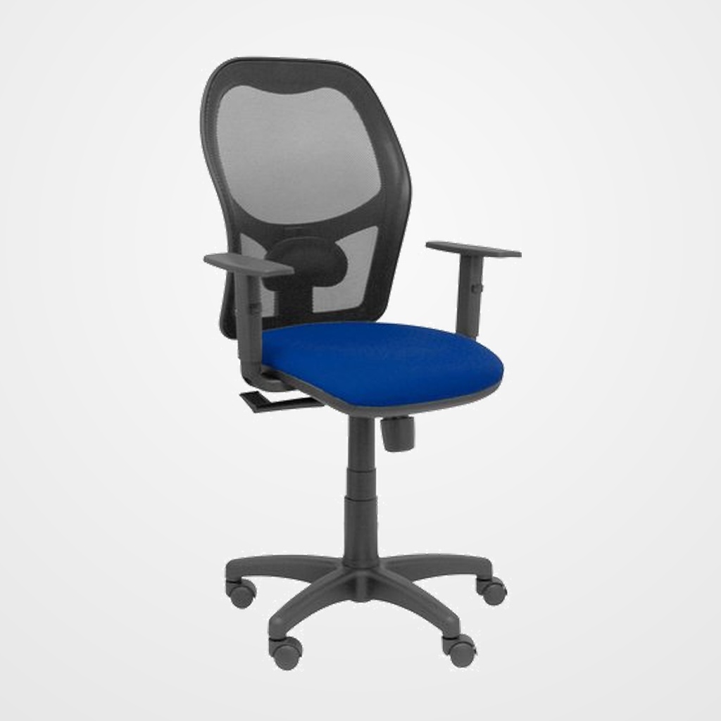 SILLA PIQUERAS Y CRESPO ALOCEN BRAZOS REGULABLES MECANISMO SINCRO REFUERZO LUMBAR RUEDAS NYLON RESPALDO MALLA NEGRA TRANSPIRABLE Y ASIENTO TAPIZADO BALI AZUL MARINO