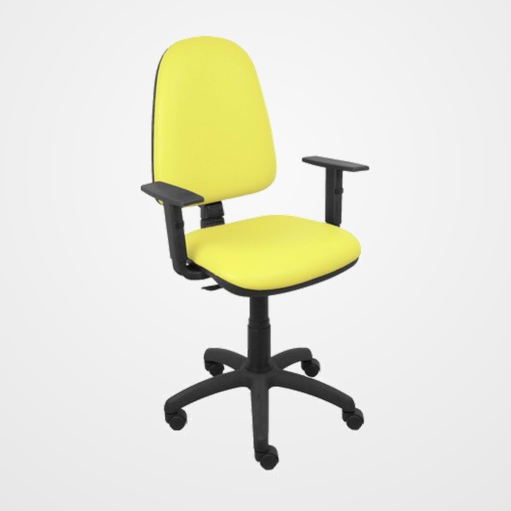 SILLA PIQUERAS Y CRESPO AYNA BRAZOS REGULABLES MECANISMO CONTACTO PERMANENTE CON REGULACION DE PROFUNDIDAD ASIENTO Y RESPALDO TAPIZADO SIMILPIEL AMARILLO
