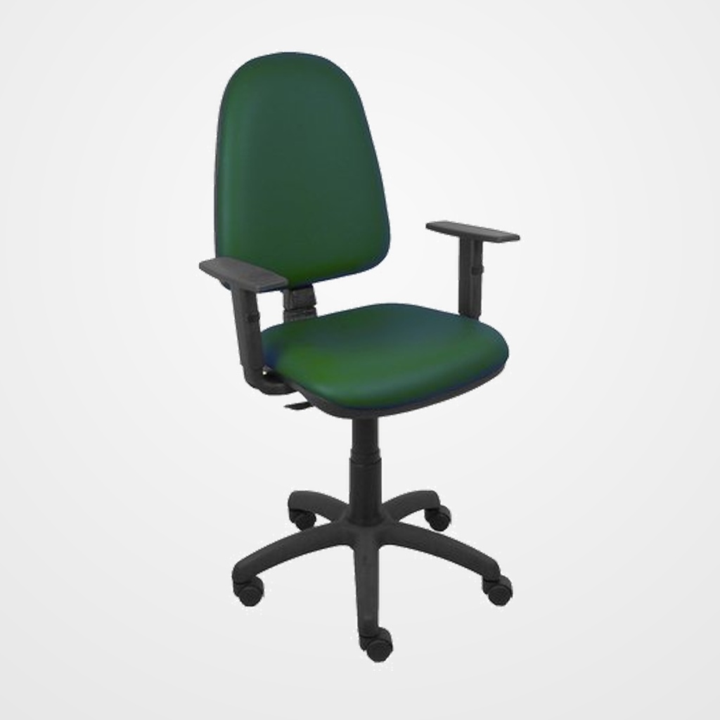 SILLA PIQUERAS Y CRESPO AYNA BRAZOS REGULABLES MECANISMO CONTACTO PERMANENTE CON REGULACION DE PROFUNDIDAD ASIENTO Y RESPALDO TAPIZADO SIMILPIEL VERDE BOTELLA