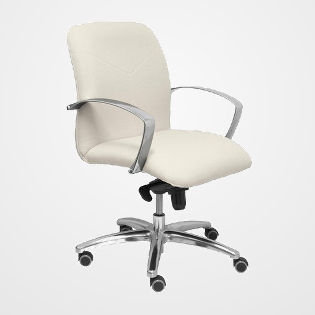 SILLA PIQUERAS Y CRESPO CAUDETE CONFIDENTE BRAZOS FIJOS MECANISMO BASCULANTE REGULABLE EN ALTURA ASIENTO Y RESPALDO TAPIZADO BALI BLANCO