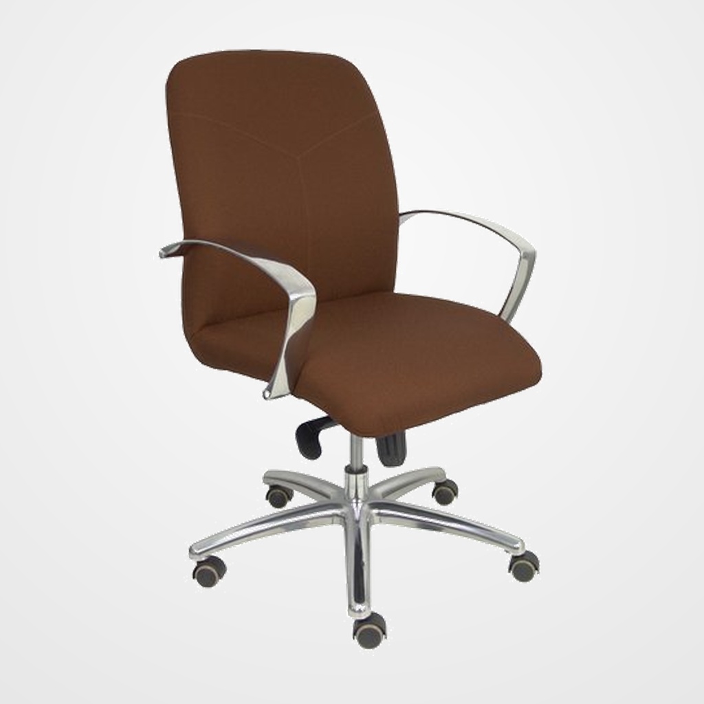 SILLA PIQUERAS Y CRESPO CAUDETE CONFIDENTE BRAZOS FIJOS MECANISMO BASCULANTE REGULABLE EN ALTURA ASIENTO Y RESPALDO TAPIZADO BALI MARRON OSCURO