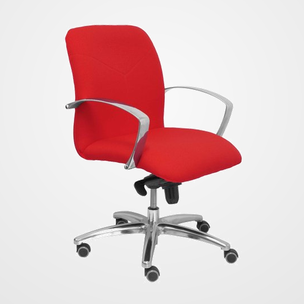 SILLA PIQUERAS Y CRESPO CAUDETE CONFIDENTE BRAZOS FIJOS MECANISMO BASCULANTE REGULABLE EN ALTURA ASIENTO Y RESPALDO TAPIZADO BALI ROJO