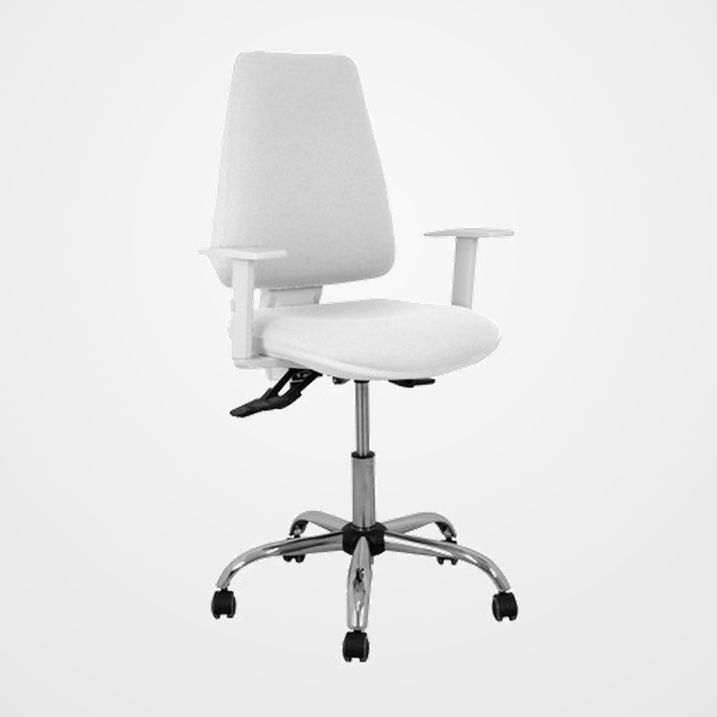 SILLA PIQUERAS Y CRESPO ELCHE BLANCA BRAZOS REGULABLES MECANISMO ASINCRO REGULABLE EN ALTURA BASE METALICA RUEDAS PARQUET ASIENTO Y RESPALDO TAPIZADO BALI BLANCO
