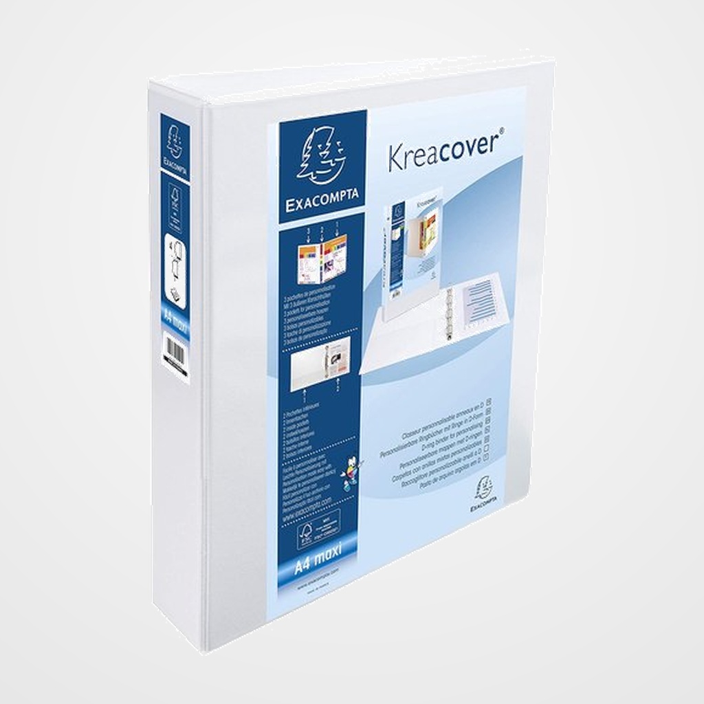 CARPETA CANGURO EXACOMPTA KREACOVER A4 MAXI 4 an.MIXTAS 40mm BLANCO