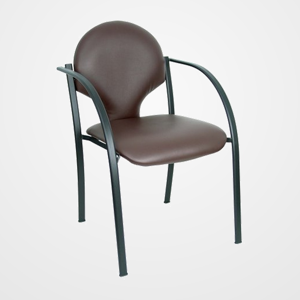SILLA PIQUERAS Y CRESPO HELLIN CONFIDENTE ERGONOMICA CON BRAZOS FIJOS APILABLE ESTRUCTURA NEGRA ASIENTO Y RESPALDO TAPIZADOS SIMILPIEL MARRON OSCURO PACK de 2