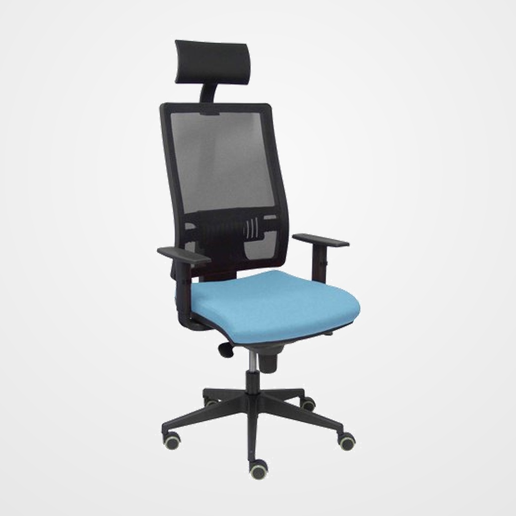 SILLA PIQUERAS Y CRESPO HORNA CABECERO FIJO MECANISMO SINCRO CON REGULADOR DE TENSION RESPALDO DE MALLA TRANSPIRABLE Y ASIENTO TAPIZADO BALI AZUL CIELO