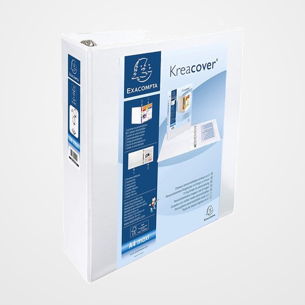 CARPETA CANGURO KREACOVER PP A4 4 an.MIXTAS 60mm BLANCO