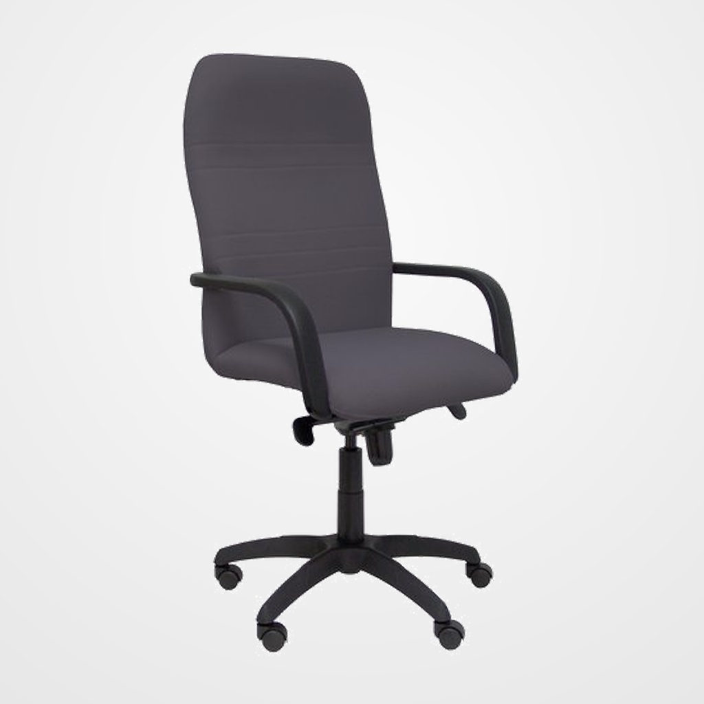 SILLA PIQUERAS Y CRESPO LETUR DIRECCION BRAZOS FIJOS MECANISMO BASCULANTE Y ALTURA AJUSTABLE GRAN CONFORTABILIDAD RUEDAS de NYLON ASIENTO Y RESPALDO TAPIZADO BALI GRIS OSCURO