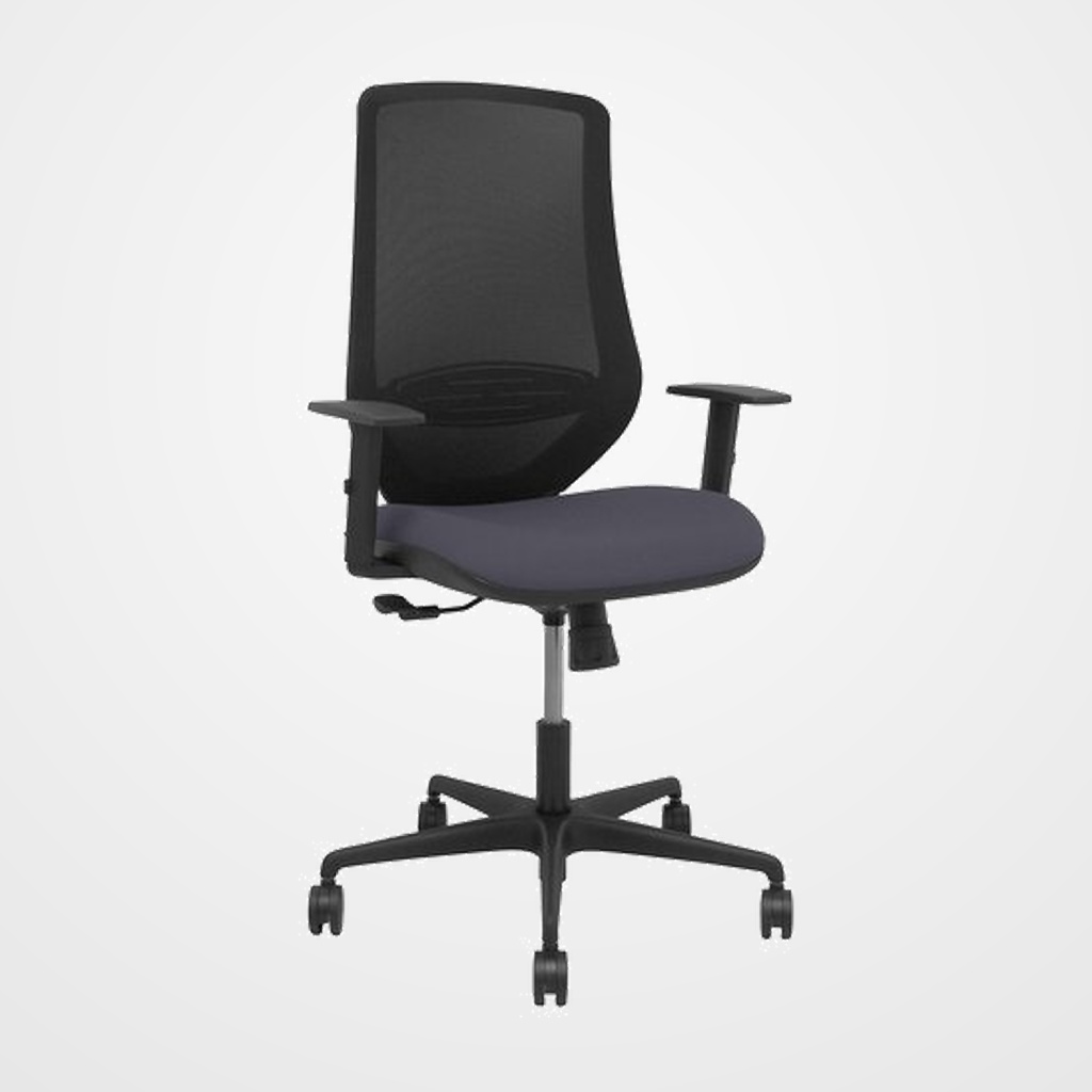 SILLA PIQUERAS Y CRESPO MARDOS BRAZOS REGULABLES ERGONOMICA MECANISMO BASCULANTE RESPALDO MALLA NEGRA ASIENTO TAPIZADO BALI GRIS OSCURO
