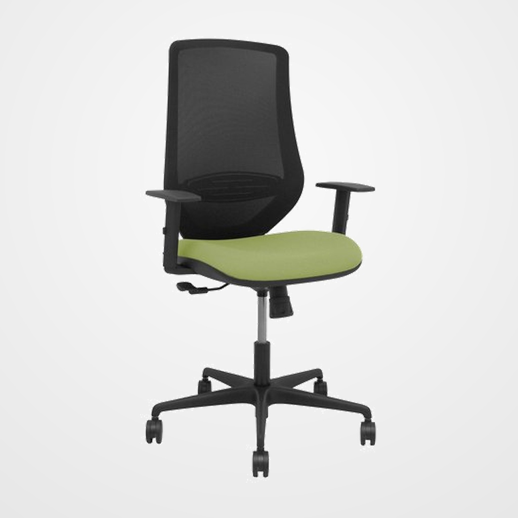 SILLA PIQUERAS Y CRESPO MARDOS BRAZOS REGULABLES ERGONOMICA MECANISMO BASCULANTE RESPALDO MALLA NEGRA ASIENTO TAPIZADO BALI VERDE OLIVA