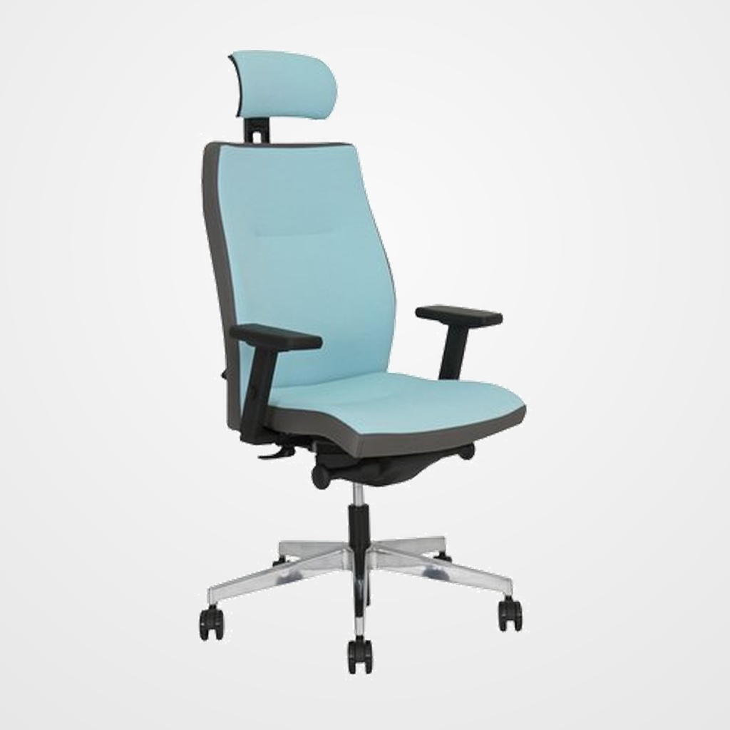 SILLA PIQUERAS Y CRESPO SO-ONE BRAZOS REGULABLES 4D Y CABECERO MECANISMO SINCRO LUMBAR REGULABLE TAPIZADO ERA GRIS OSCURO/AZUL