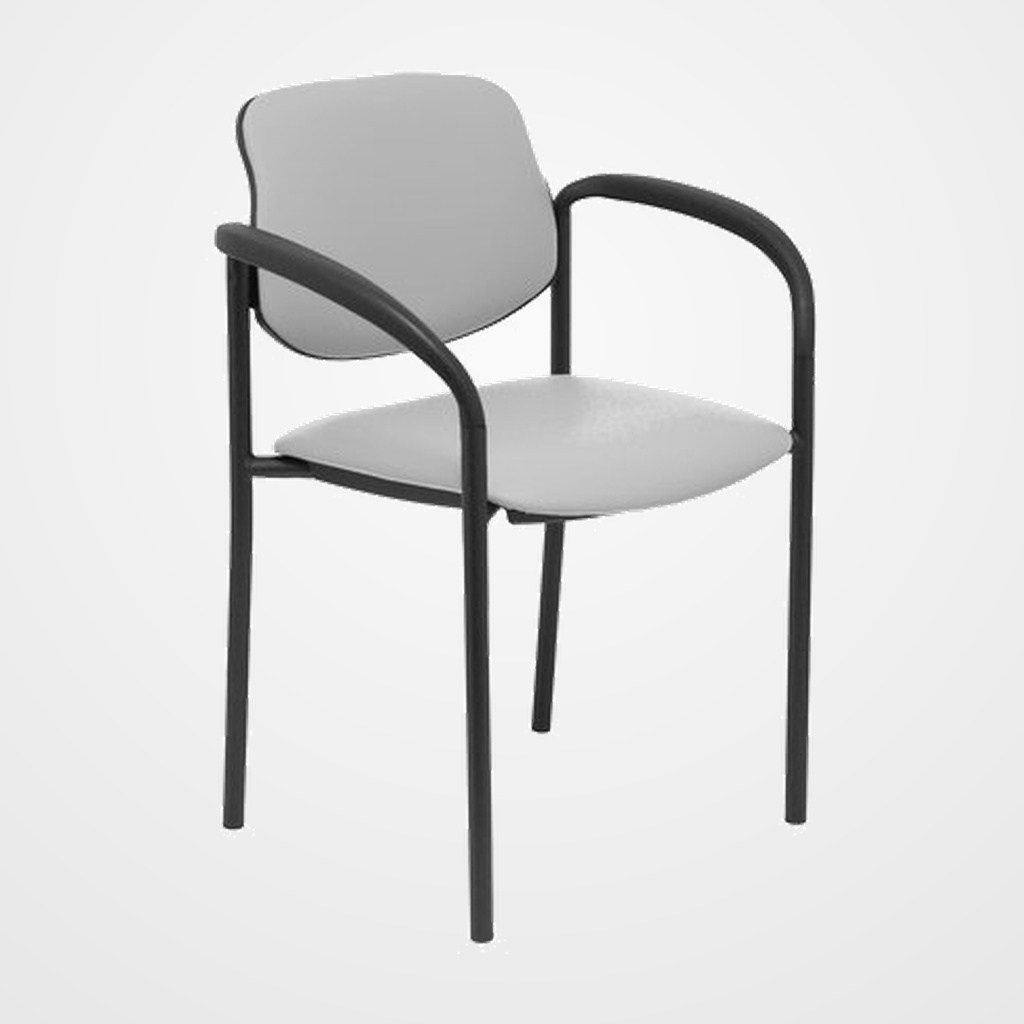 SILLA PIQUERAS Y CRESPO VILLALGORDO CONFIDENTE BRAZOS FIJOS CHASIS NEGRO ASIENTO Y RESPALDO TAPIZADOS SIMILPIEL GRIS