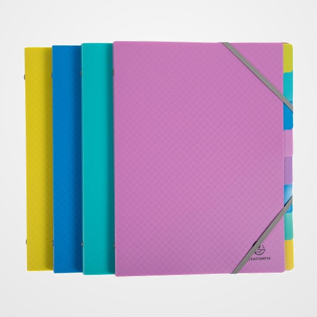 CARPETA CLASIFICADORA EXACOMPTA FOREVER YOUNG PP A4 8 DPTOS. con GOMAS y SOLAPAS SURTIDA (4 col.)