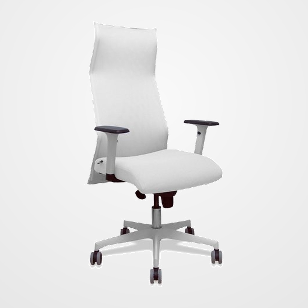 SILLON PIQUERAS Y CRESPO SAHUCO DIRECCION USO INTENSIVO (8H) BRAZOS BLANCOS REGULABLES MECANISMO SINCRO RESPALDO MALLA BLANCA TRANSPIRABLE Y ASIENTO TAPIZADO BALI BLANCO