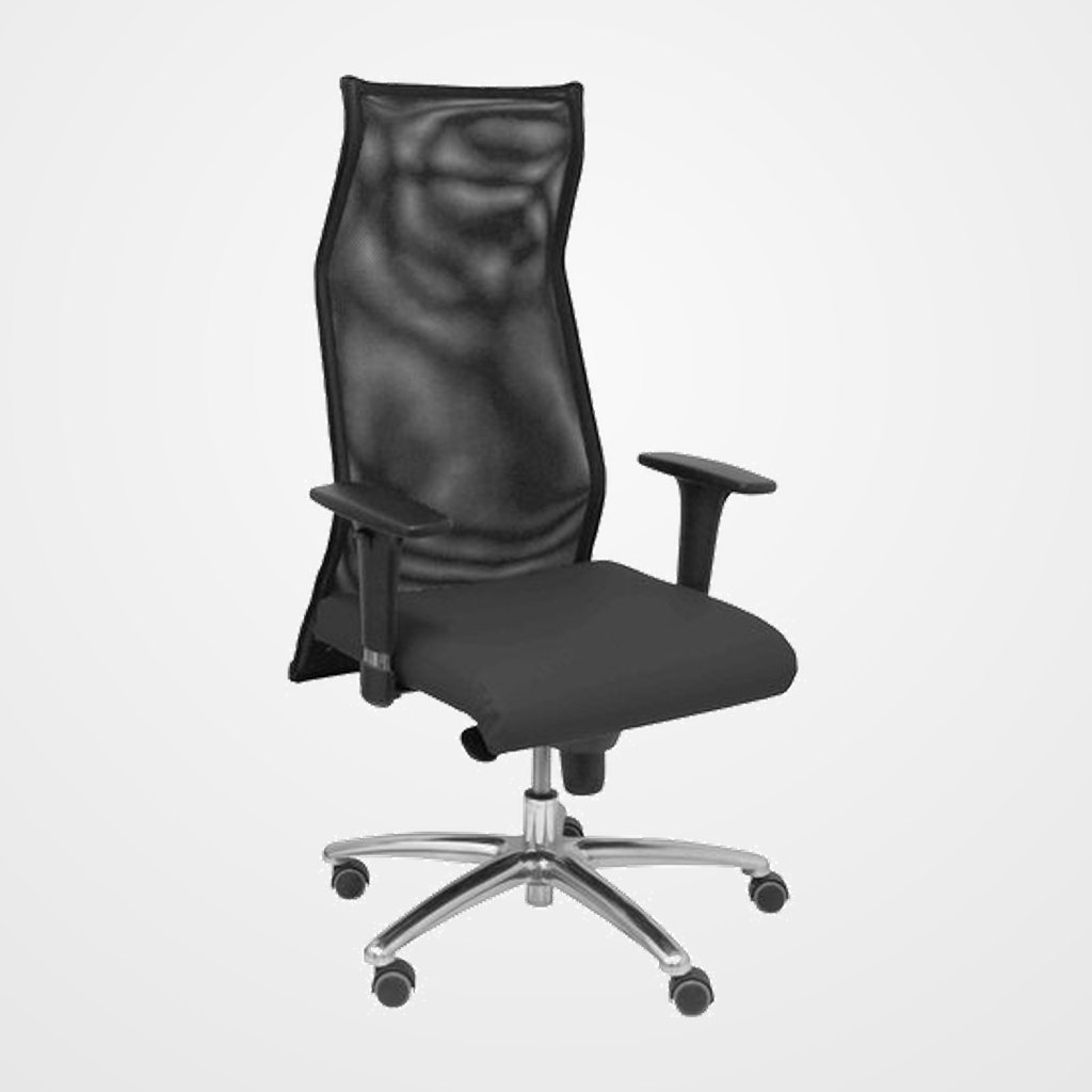 SILLON PIQUERAS Y CRESPO SAHUCO DIRECCION USO INTENSIVO (8H) BRAZOS REGULABLES MECANISMO SINCRO RESPALDO MALLA TRANSPIRABLE NEGRO Y ASIENTO TAPIZADO PIEL NEGRO