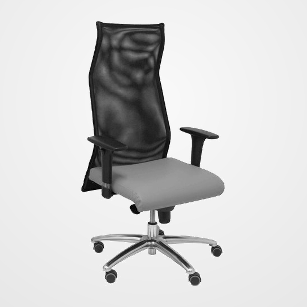 SILLON PIQUERAS Y CRESPO SAHUCO DIRECCION USO INTENSIVO (8H) BRAZOS REGULABLES MECANISMO SINCRO RESPALDO MALLA TRANSPIRABLE NEGRO Y ASIENTO TAPIZADO SIMILPIEL GRIS