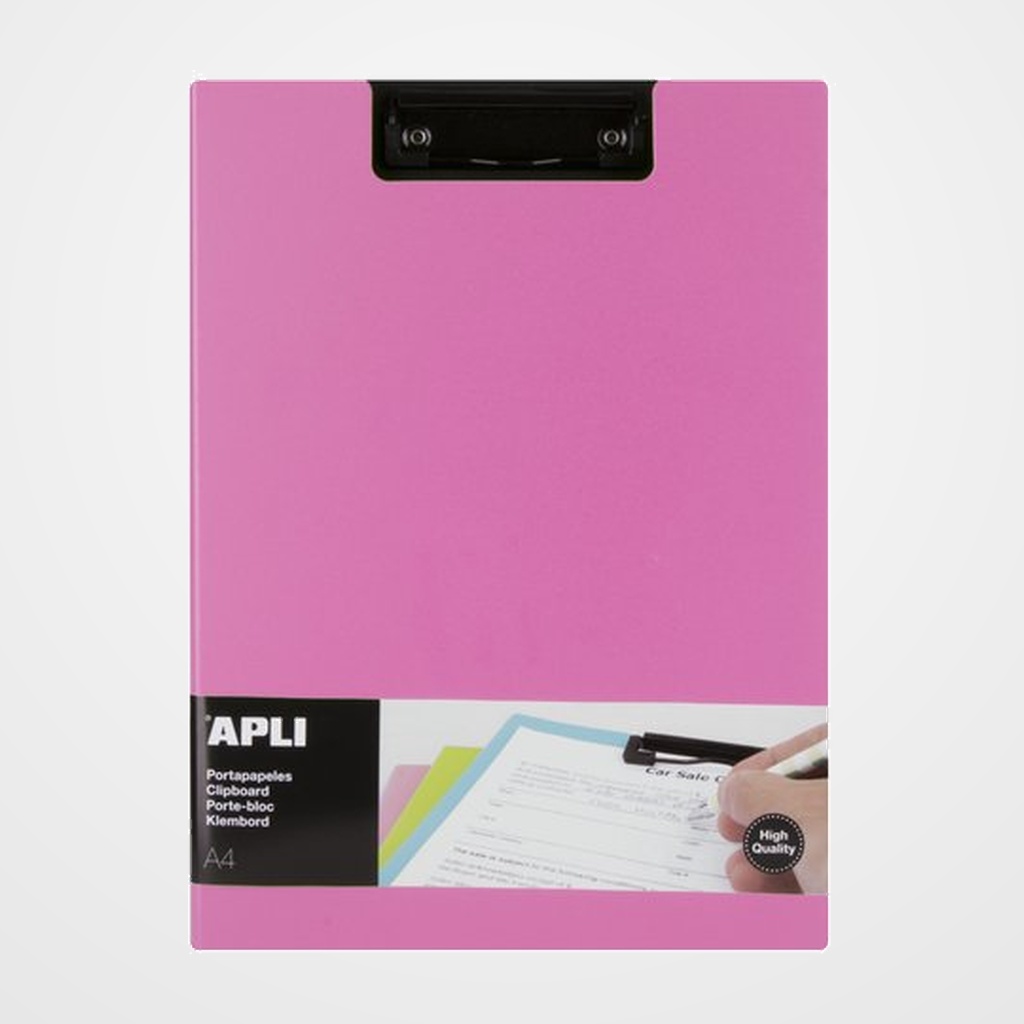CARPETA con PINZA PORTABLOCS APLI PP FOAM A4 ROSA