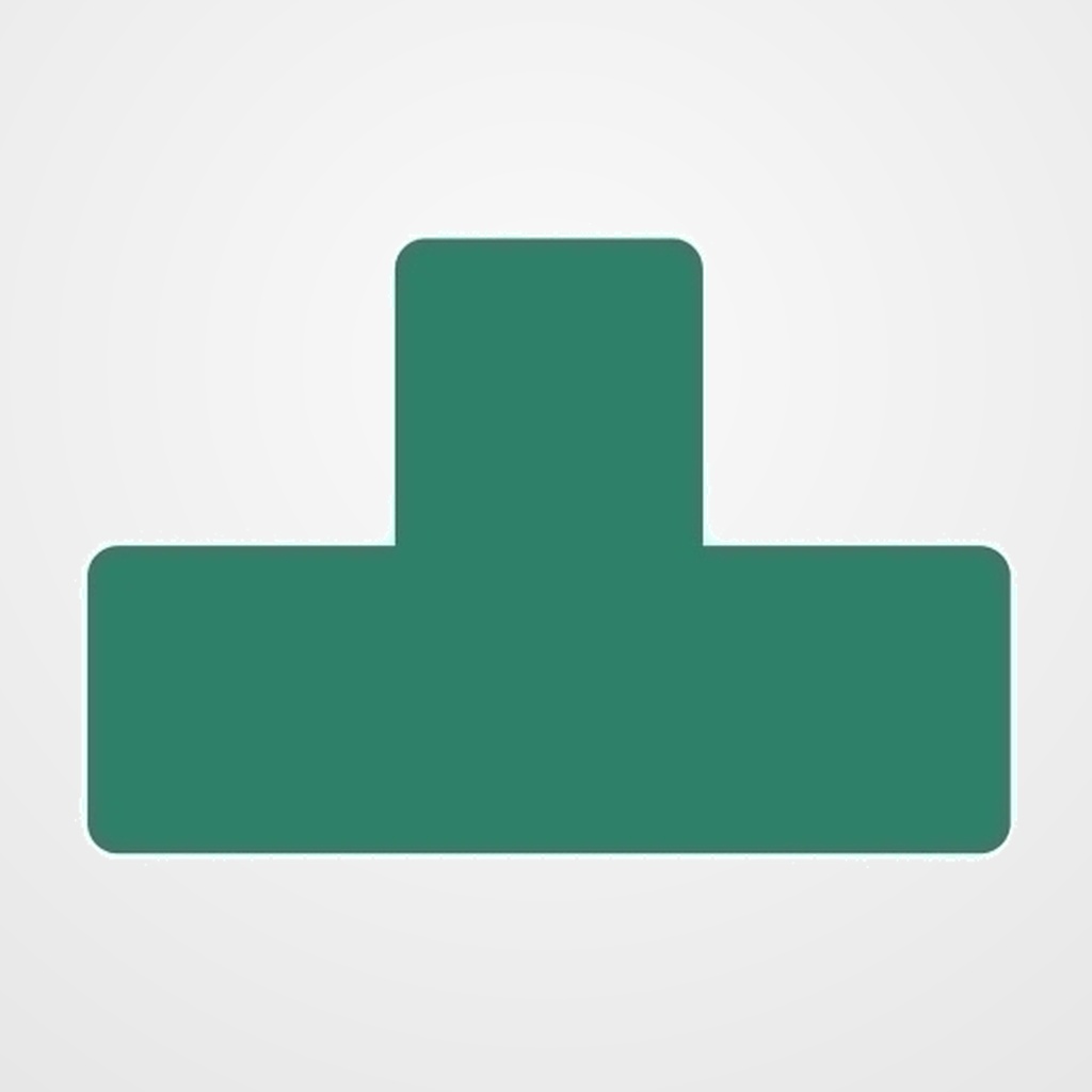 SIMBOLO ADHESIVO TARIFOLD FORMA  T  150x50 mm. PARA SUELO VERDE BOLSA DE 10