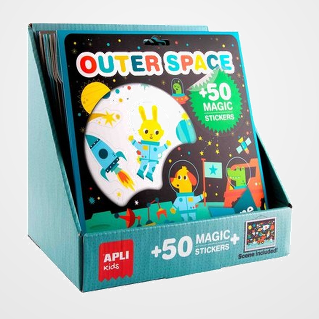 STICKERS GAME ESCENARIO CON PEGATINAS EXPOSITOR DE 12 3 packs Bomberos | 3 packs Océano | 3 packs Espacio | 3 packs Dinosaurios