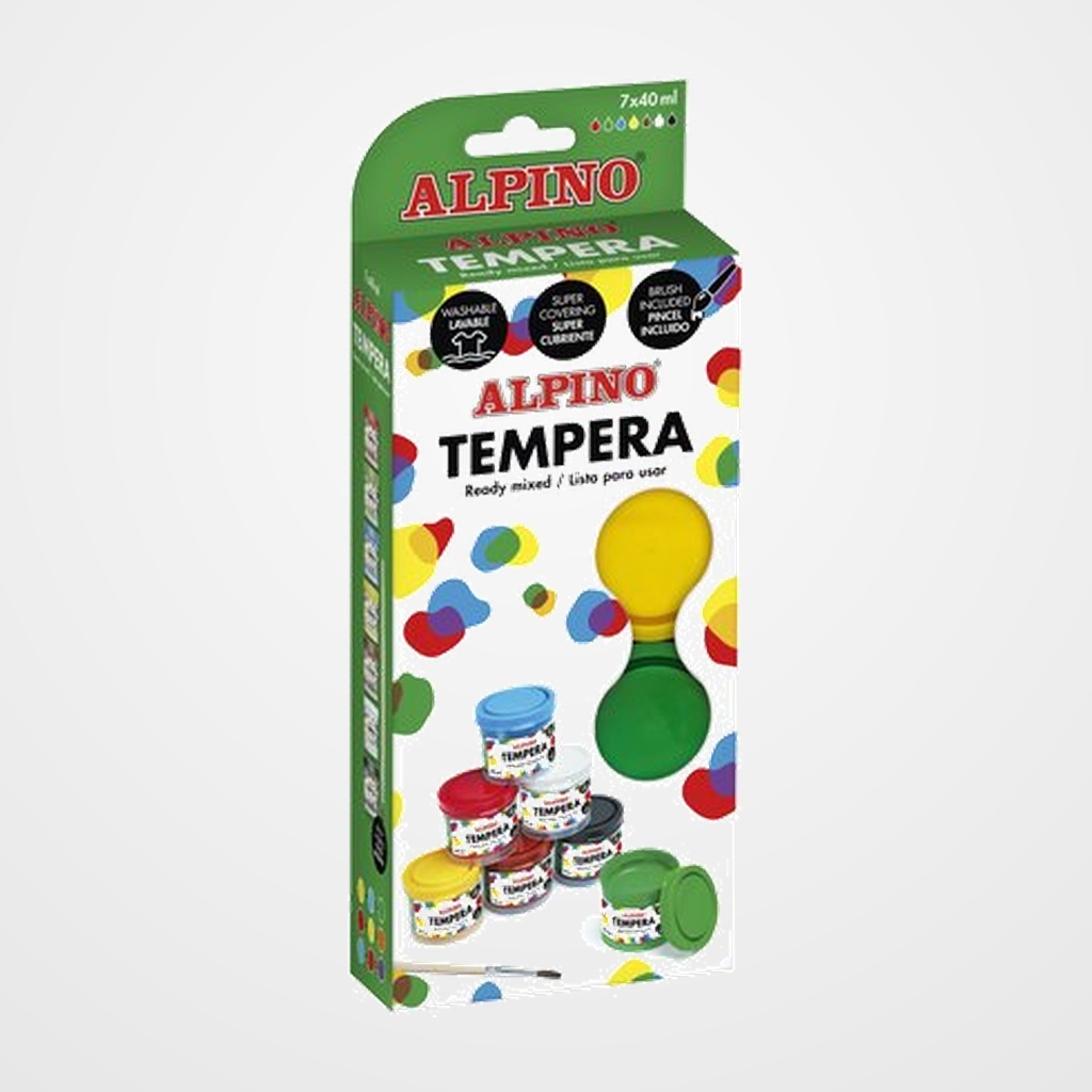 TEMPERA ALPINO  40 ml (bote) ESTUCHE de 7