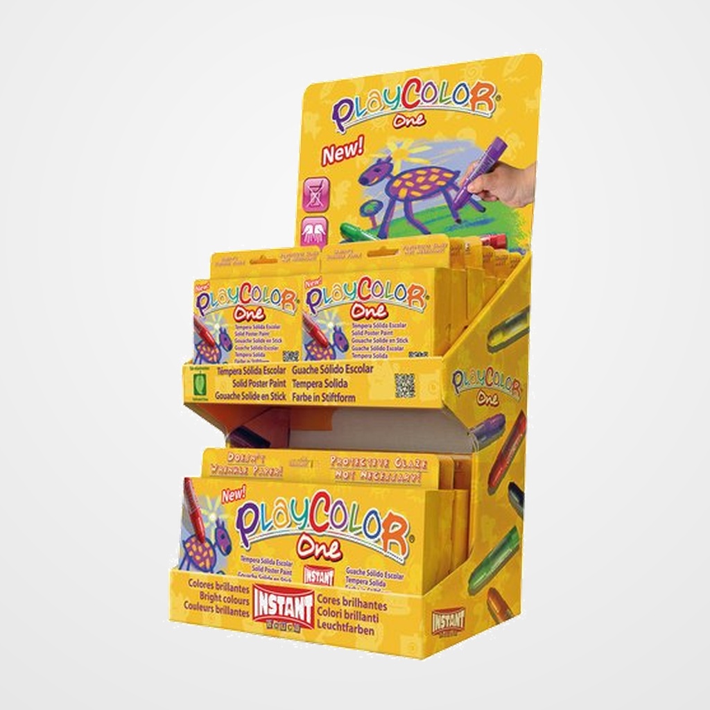 TEMPERA SOLIDA PLAYCOLOR BASIC ONE 10Gr. SURTIDO EXPOSITOR DE 18 12x 10711 ESTUCHE de 6 COLORES 6x 10731 ESTUCHE de 12 COLORES