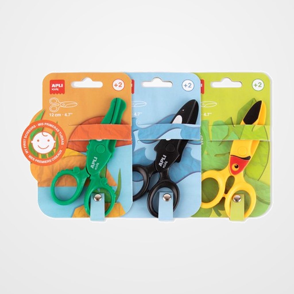 TIJERAS APLI  PRESCOLAR 12 cm.ANIMALES EXPOSITOR de 18 (3 mod.)