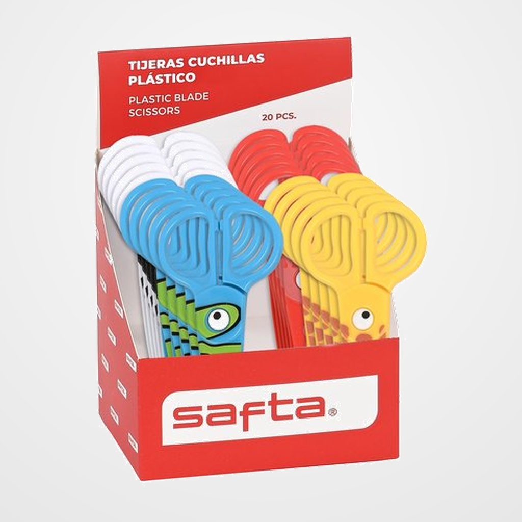 TIJERAS ESCOLARES SAFTA PLASTICO SURTIDO EXPOSITOR de 20