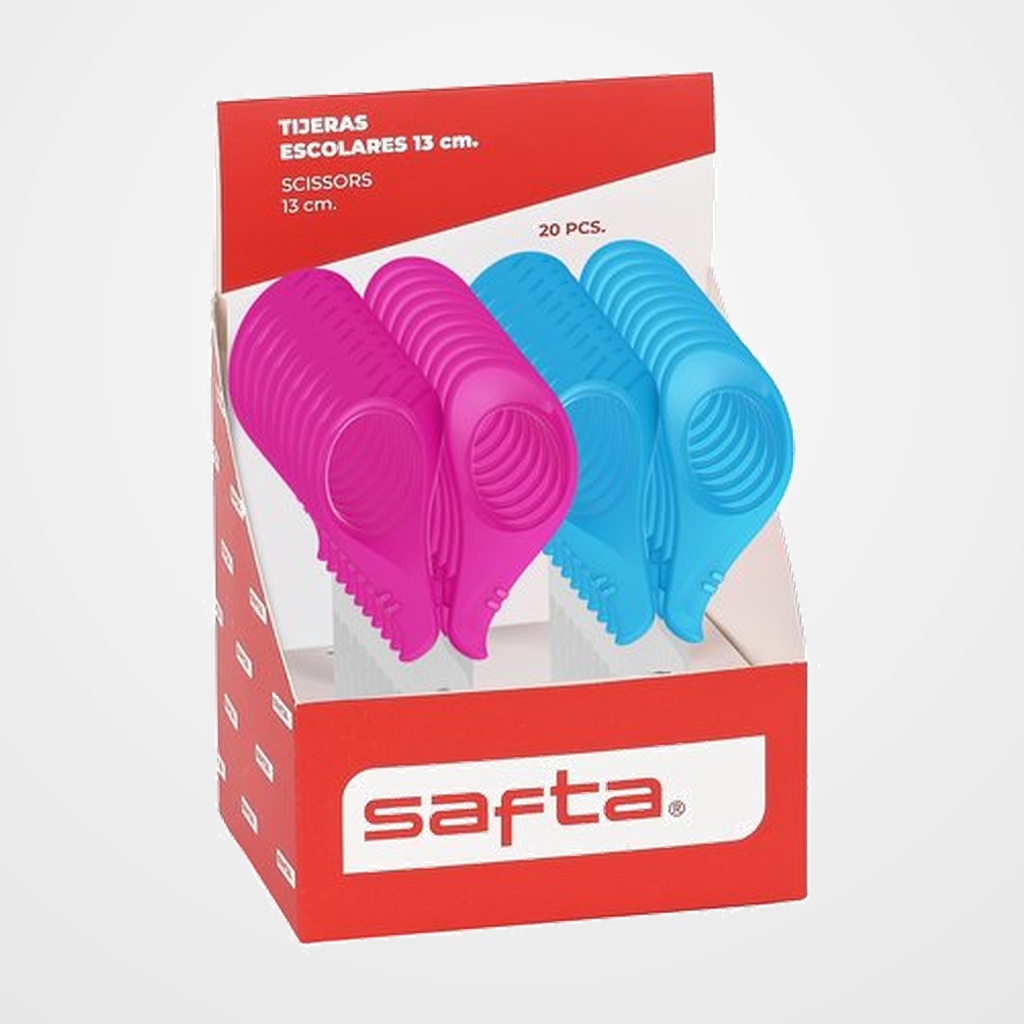 TIJERAS ESCOLARES SAFTA 13 cm SURTIDO EXPOSITOR de 20