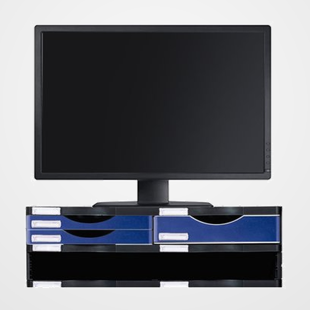 SOPORTE MONITOR ARCHIVO 2000 CON CAJONES AZUL