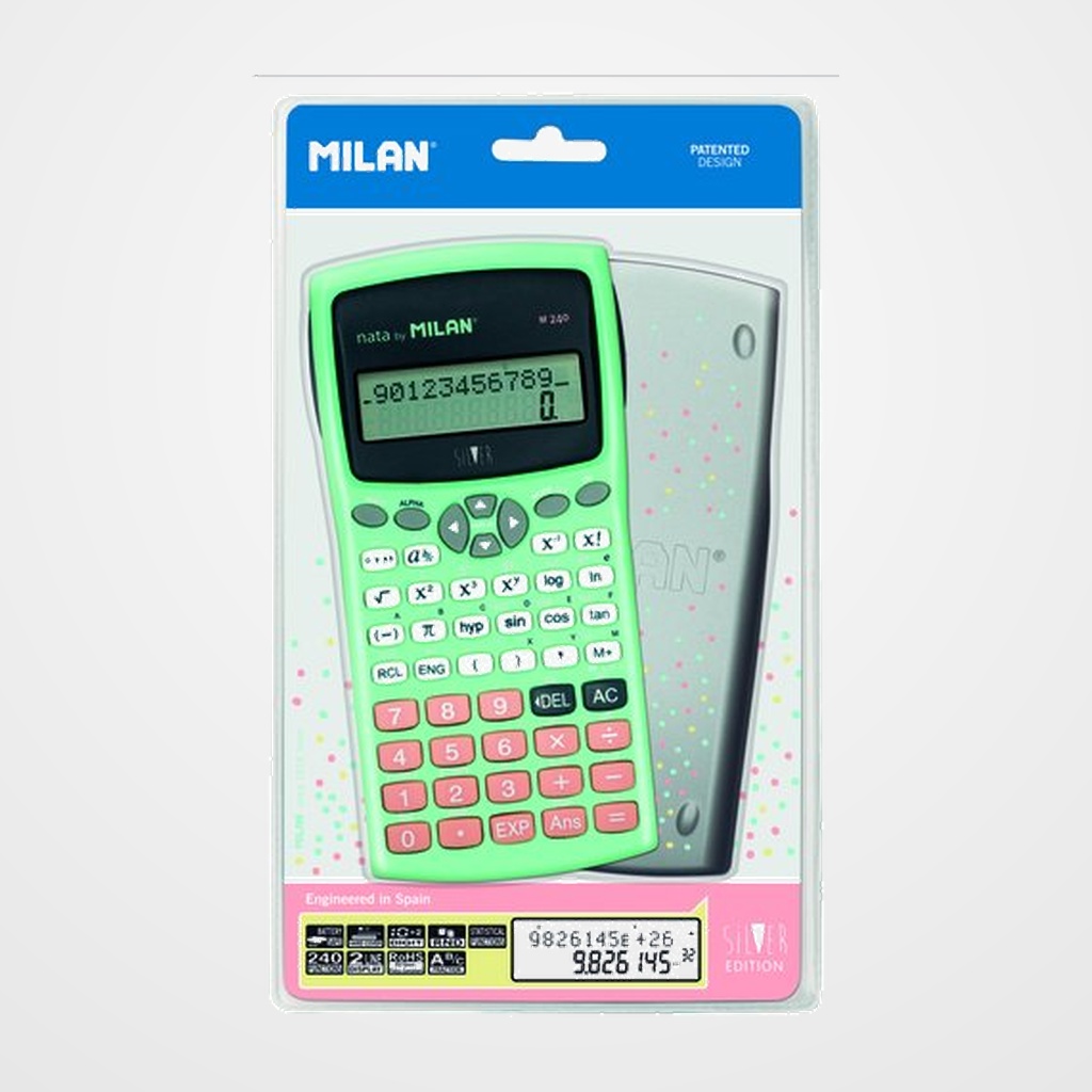 CALCULADORA CIENTIFICA MILAN 10+2 DIGITOS M240 SILVER (2 líneas)