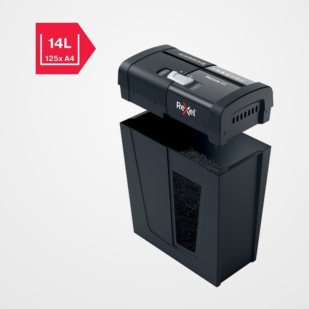 DESTRUCTORA REXEL SECURE X8 NEGRO (8h PARTIC.) Nv.seg.4 - particula 4x40mm dep.14L