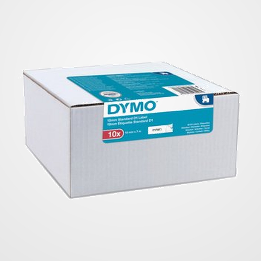 CINTA de ROTULAR DYMO LM D1 7m 12mm NEGRO sobre BLANCO PACK DE 10 (45013)