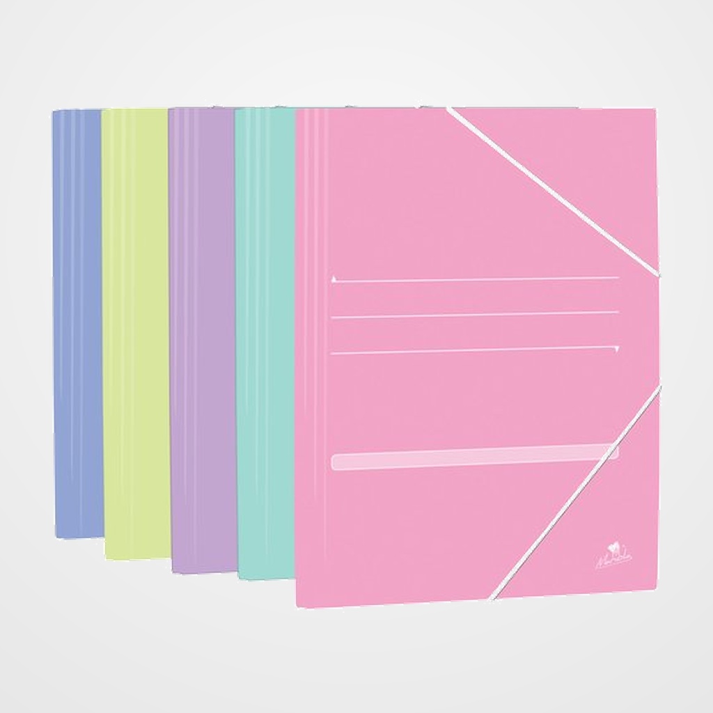 CARPETA de GOMAS y SOLAPAS CARTON Fº PASTEL SURTIDO (5 col.)