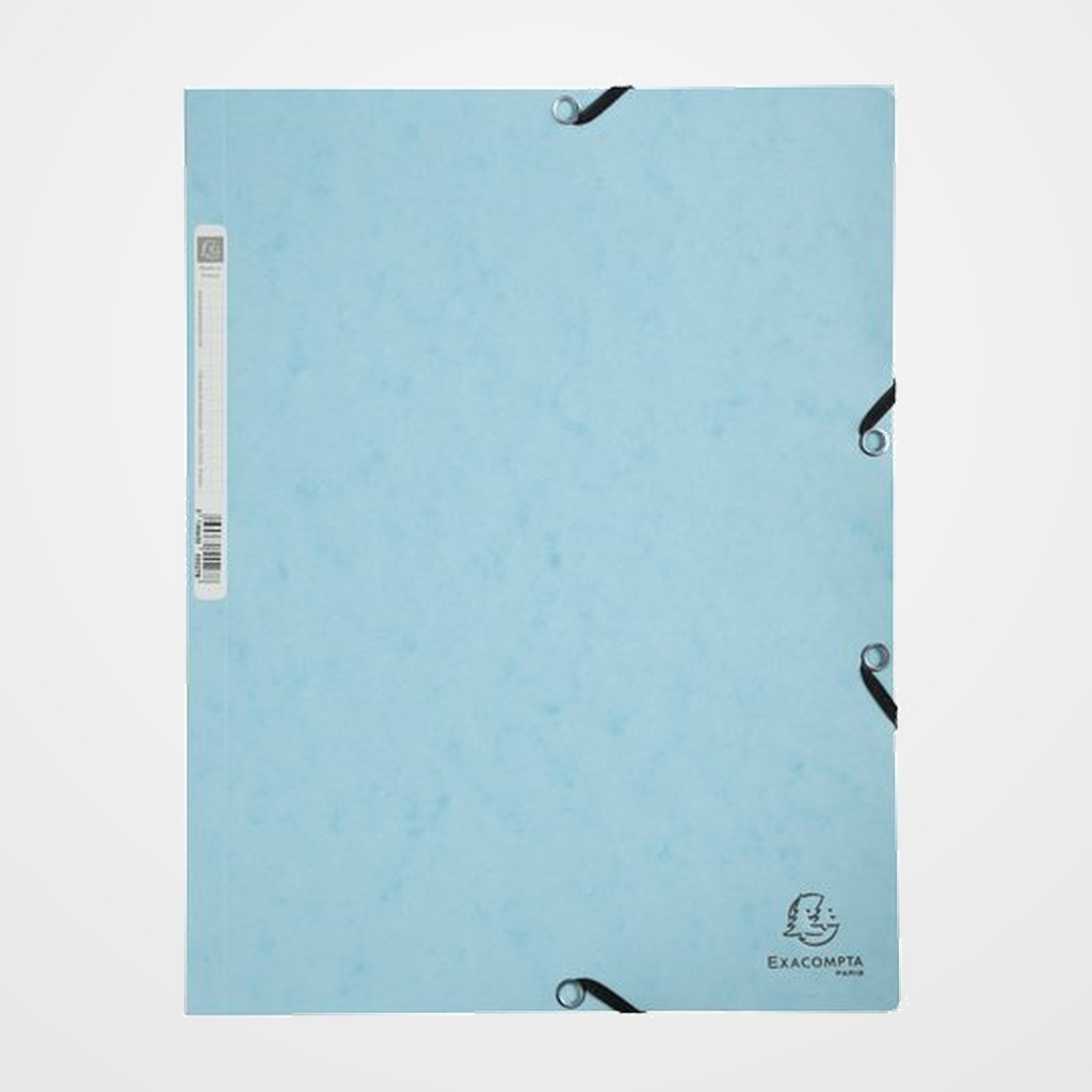 CARPETA de GOMAS y SOLAPAS EXACOMPTA AQUAREL CARTULINA LUSTRADA A4 con ETIQUETA AZUL PASTEL