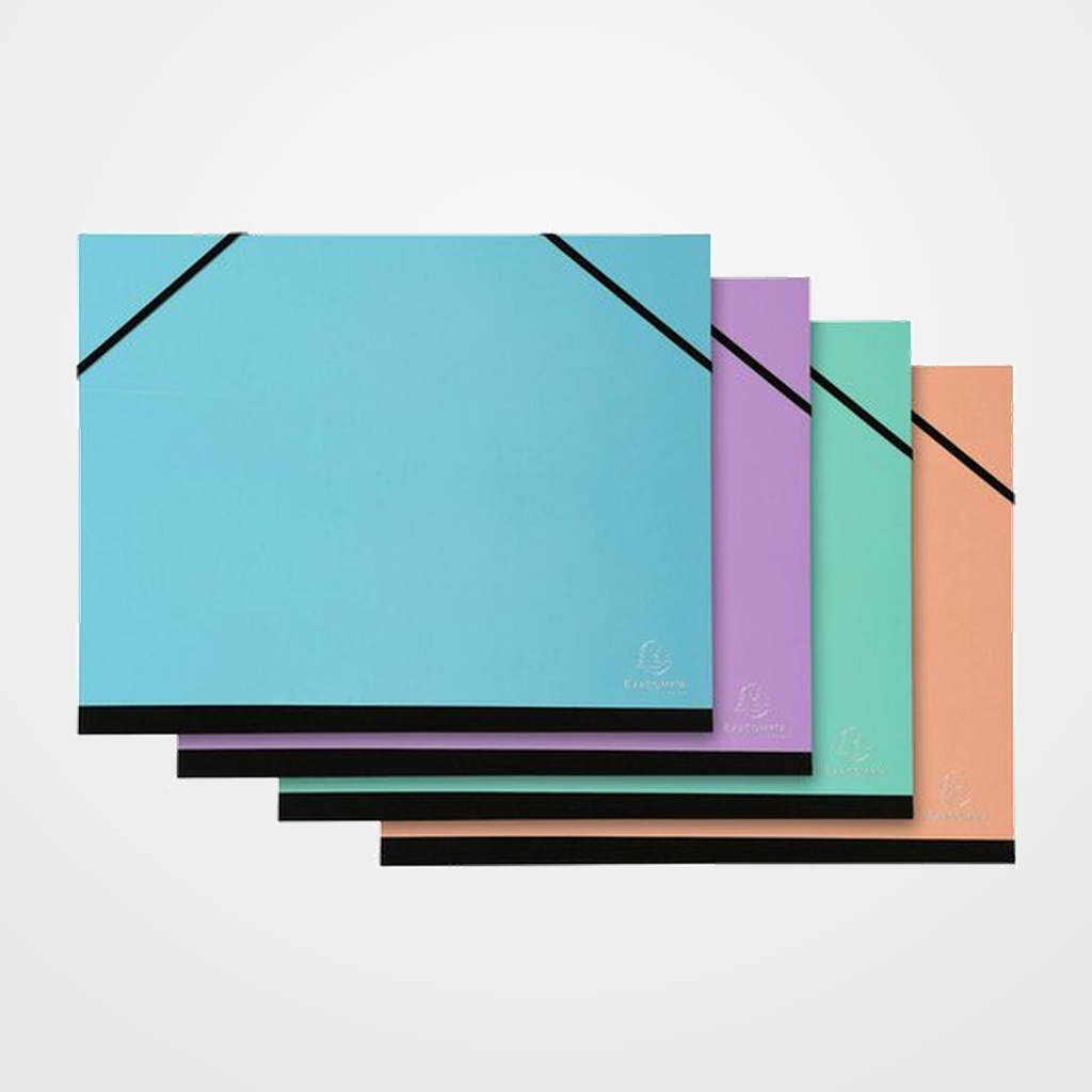 CARPETA de DIBUJO EXACOMPTA AQUAREL CARTON C/GOMAS sin SOLAPAS A4 SURTIDAS (4 col.)