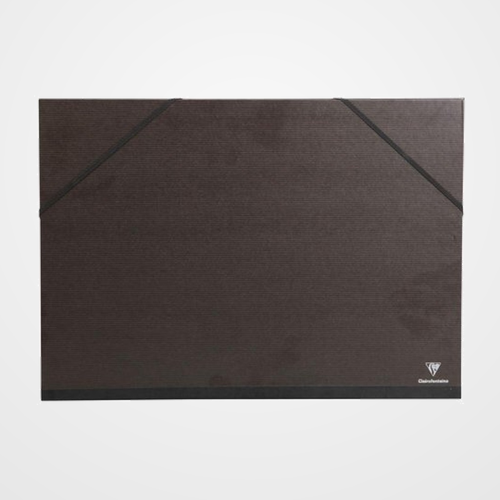 CARPETA de DIBUJO CLAIREFONTAINE CARTON C/GOMAS A3+ KRAFT NEGRO VERJURADO