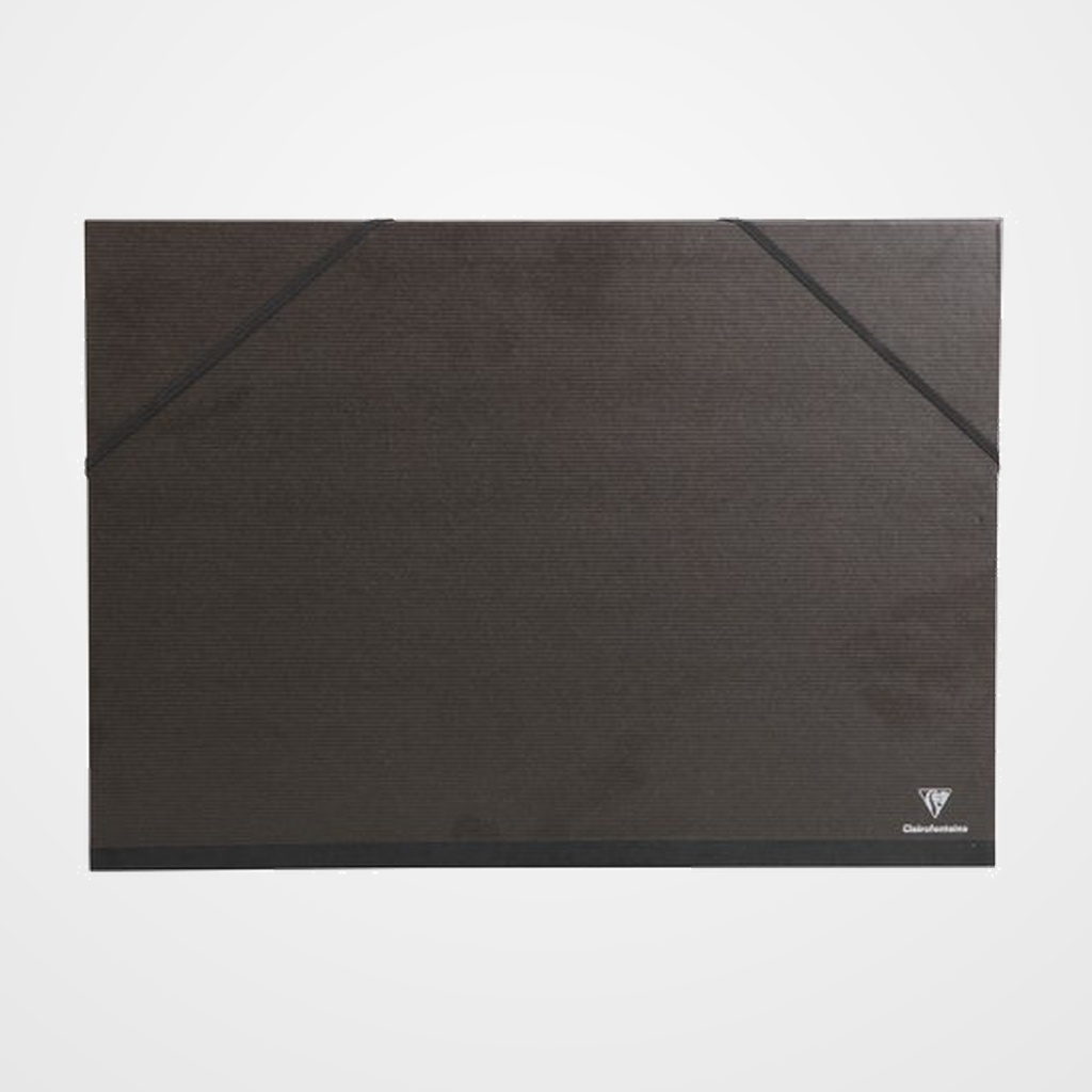 CARPETA de DIBUJO CLAIREFONTAINE CARTON C/GOMAS A4+ KRAFT NEGRO VERJURADO