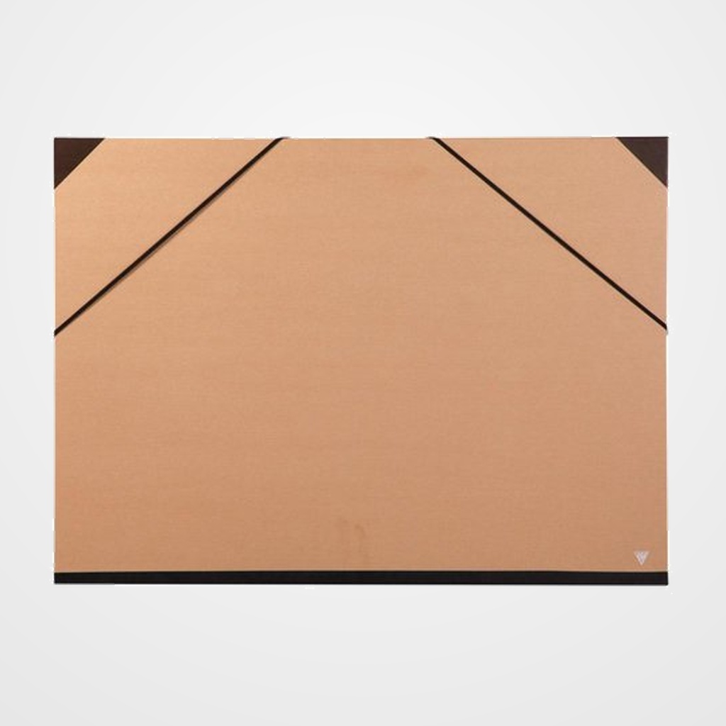 CARPETA de DIBUJO CLAIREFONTAINE CARTON C/GOMAS 52x72 KRAFT MARRON VERJURADO