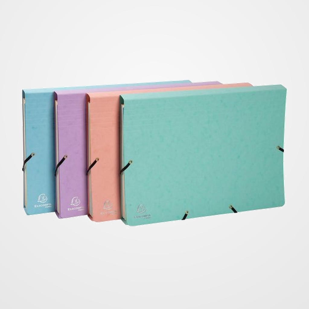 CARPETA CLASIFICADORA EXACOMPTA AQUAREL CARTON FORRADO A4+ 12 DPTOS. con GOMAS y SOLAPAS SURTIDO (4 col.)