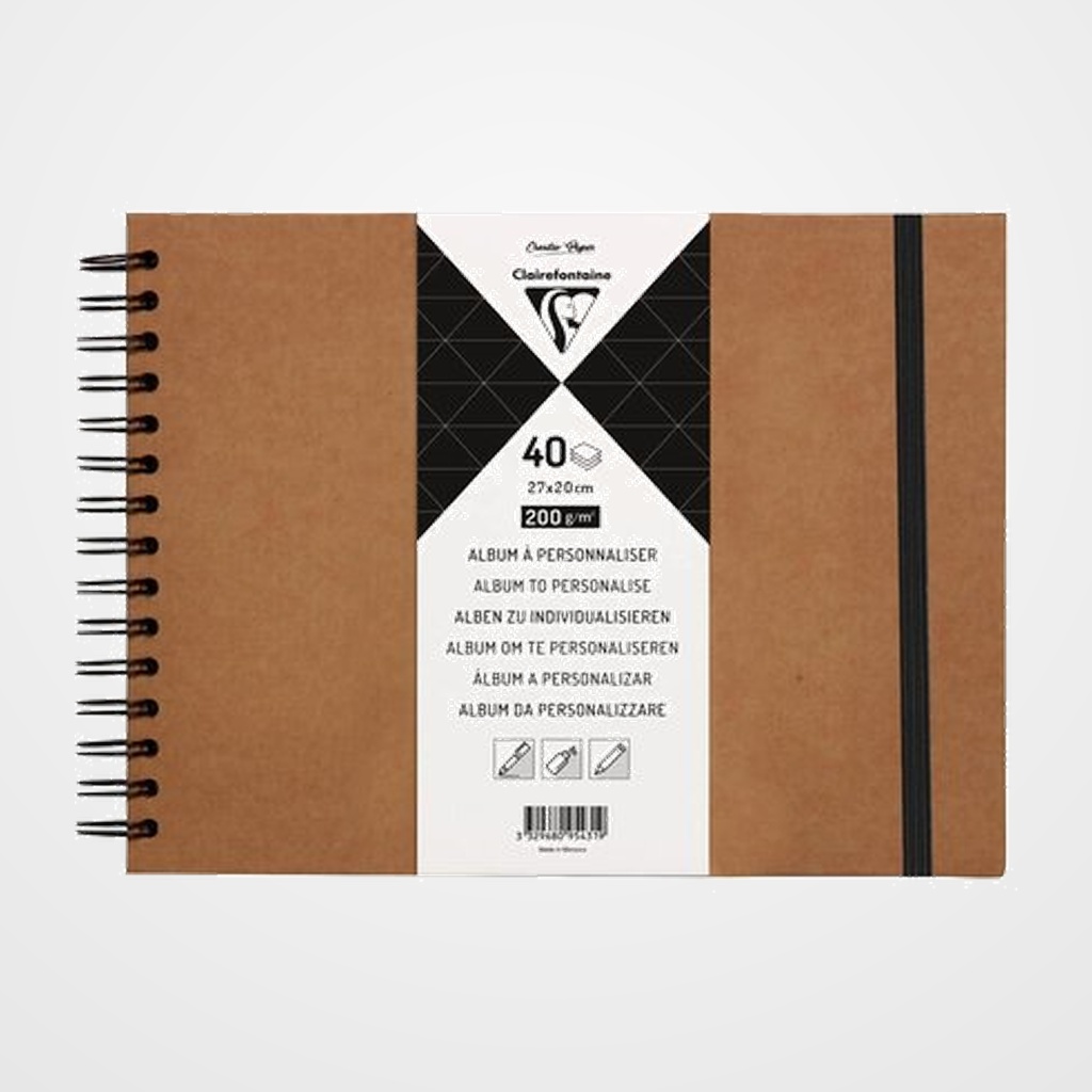 ALBUM de FOTOS CLAIREFONTAINE DIY KRAFT tapa DURA 27x20 cm 40h 200g