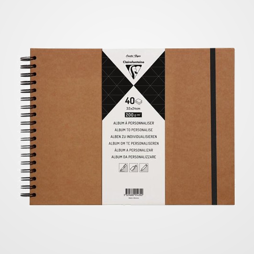 ALBUM de FOTOS CLAIREFONTAINE DIY KRAFT tapa DURA 32x24 cm 40h 200g