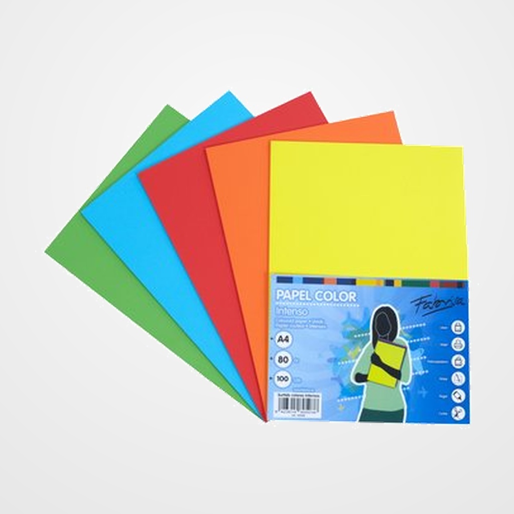 PAPEL de COLOR A4 FABRISA 80g 100h SURTIDO FUERTE
