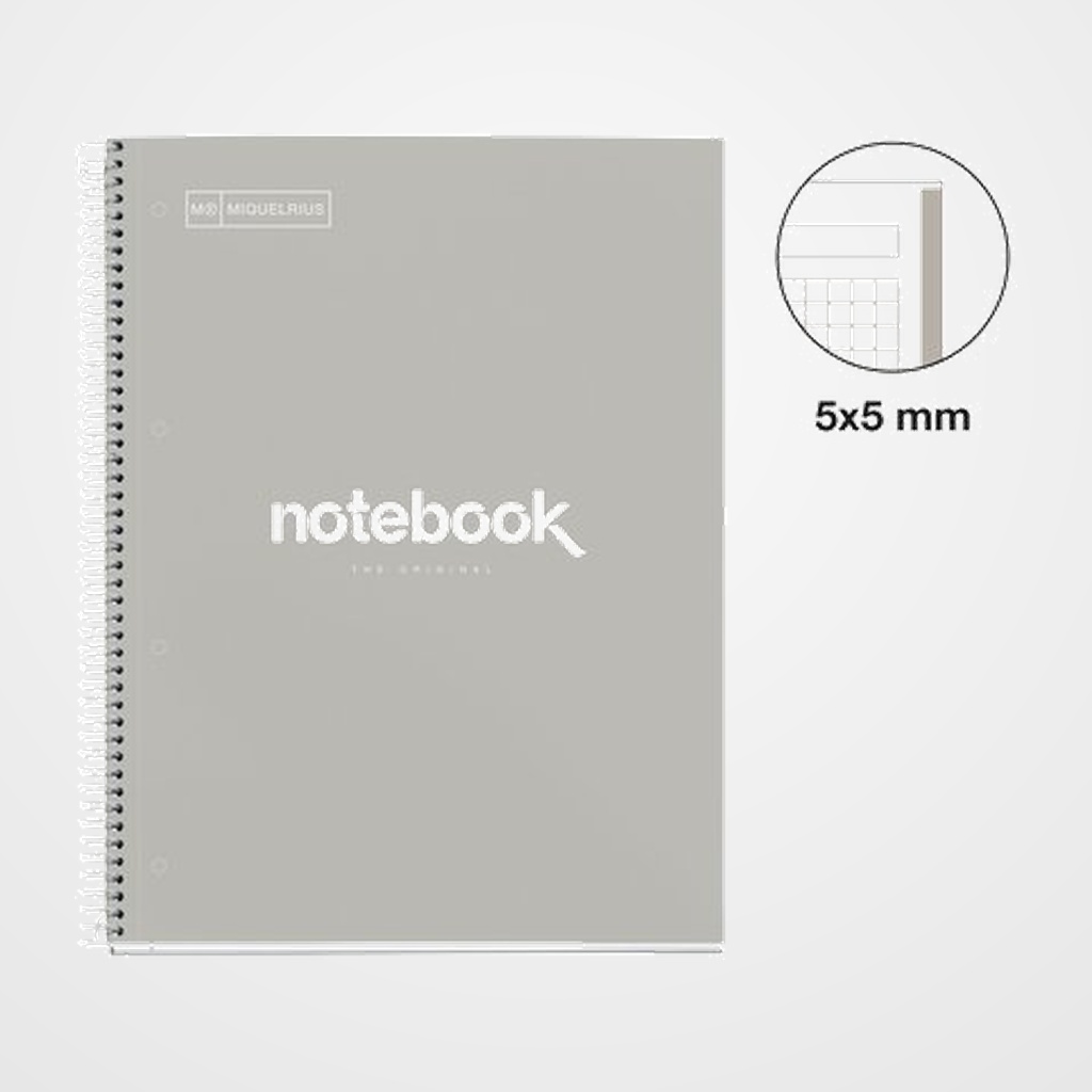 BLOC MIQUELRIUS EMOTIONS NOTEBOOK 1 micro.tapa EXTRA A4 80h 90g CUADRIC.5x5 GRIS