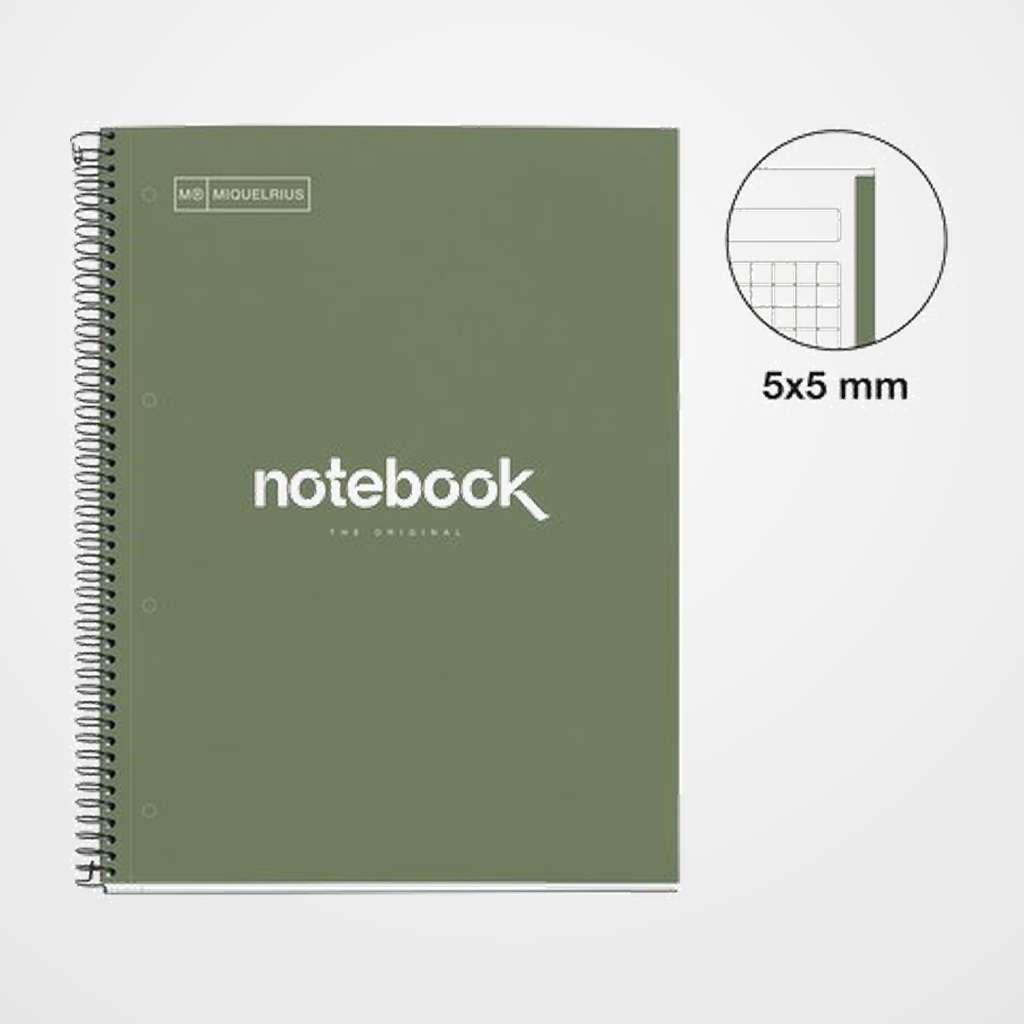 BLOC MIQUELRIUS EMOTIONS NOTEBOOK 1 micro.tapa EXTRA A4 80h 90g CUADRIC.5x5 VERDE