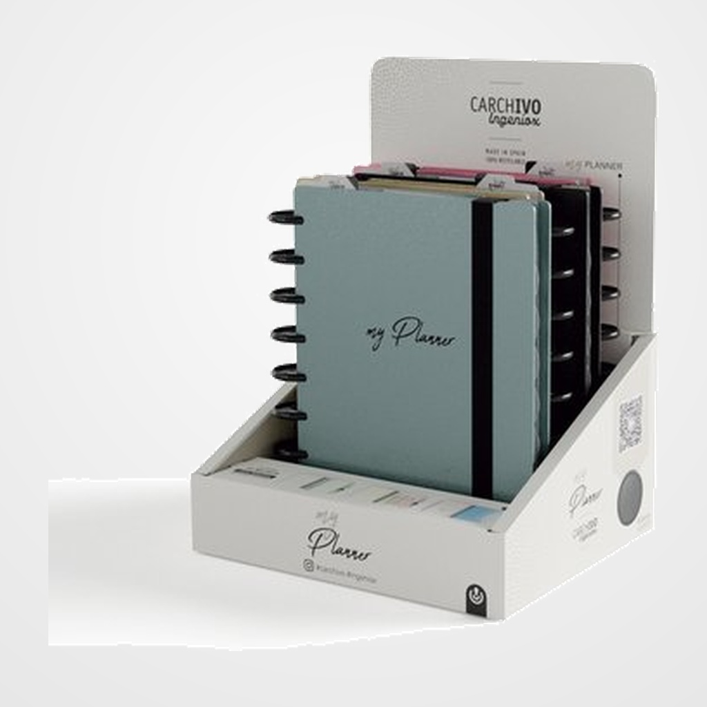 BLOC CARCHIVO MY PLANNER INGENIOX tapa FOAM CLASSIC A5 S/V NO FECHADO SURTIDO EXPOSITOR DE 4