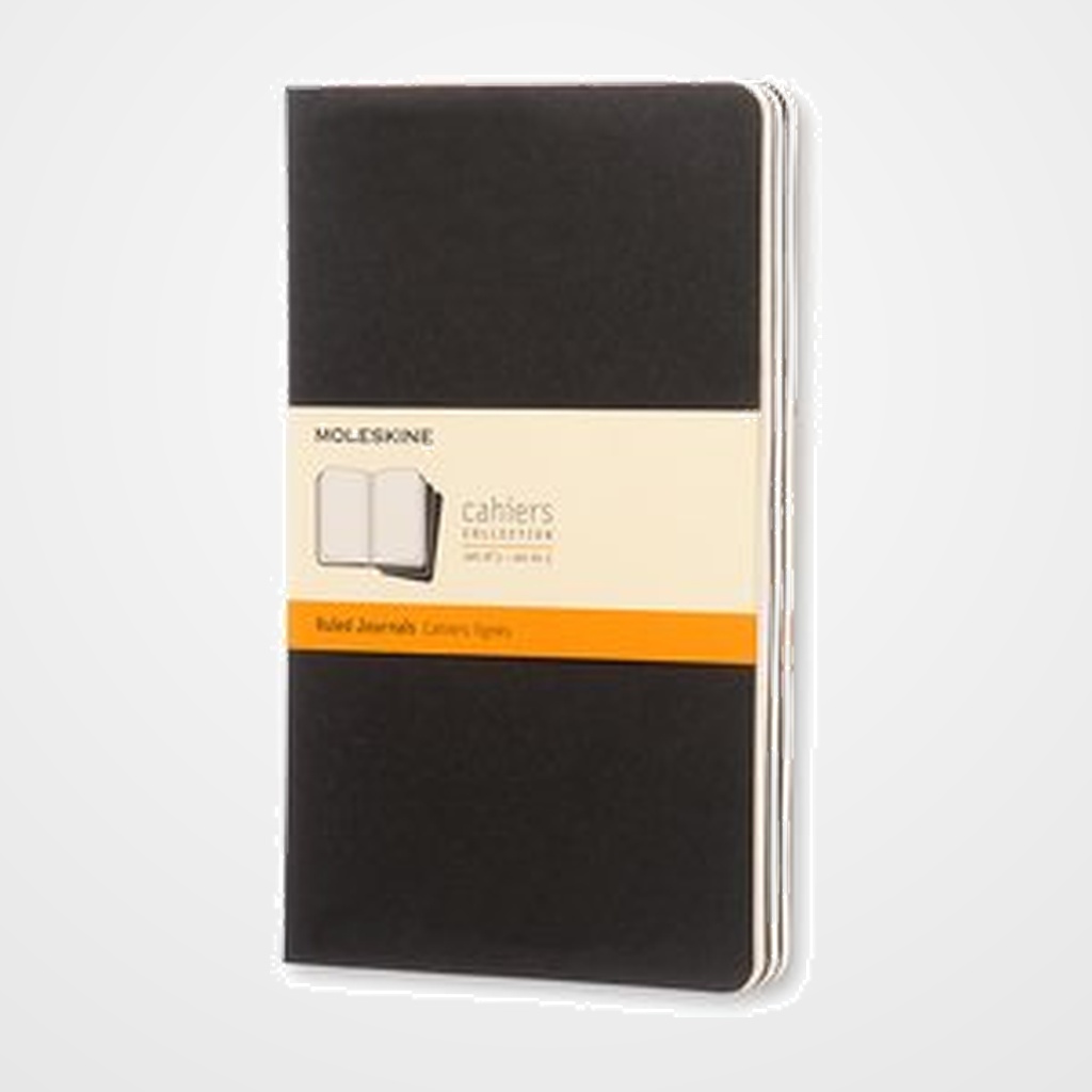 CUADERNO MOLESKINE CAHIER 13x21 80h HORIZONTAL NEGRA SET DE 3