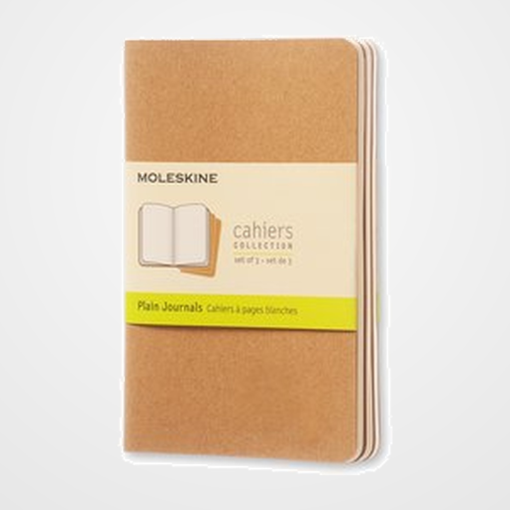 CUADERNO MOLESKINE CAHIER 9x14 64h LISA MARRON KRAFT SET DE 3