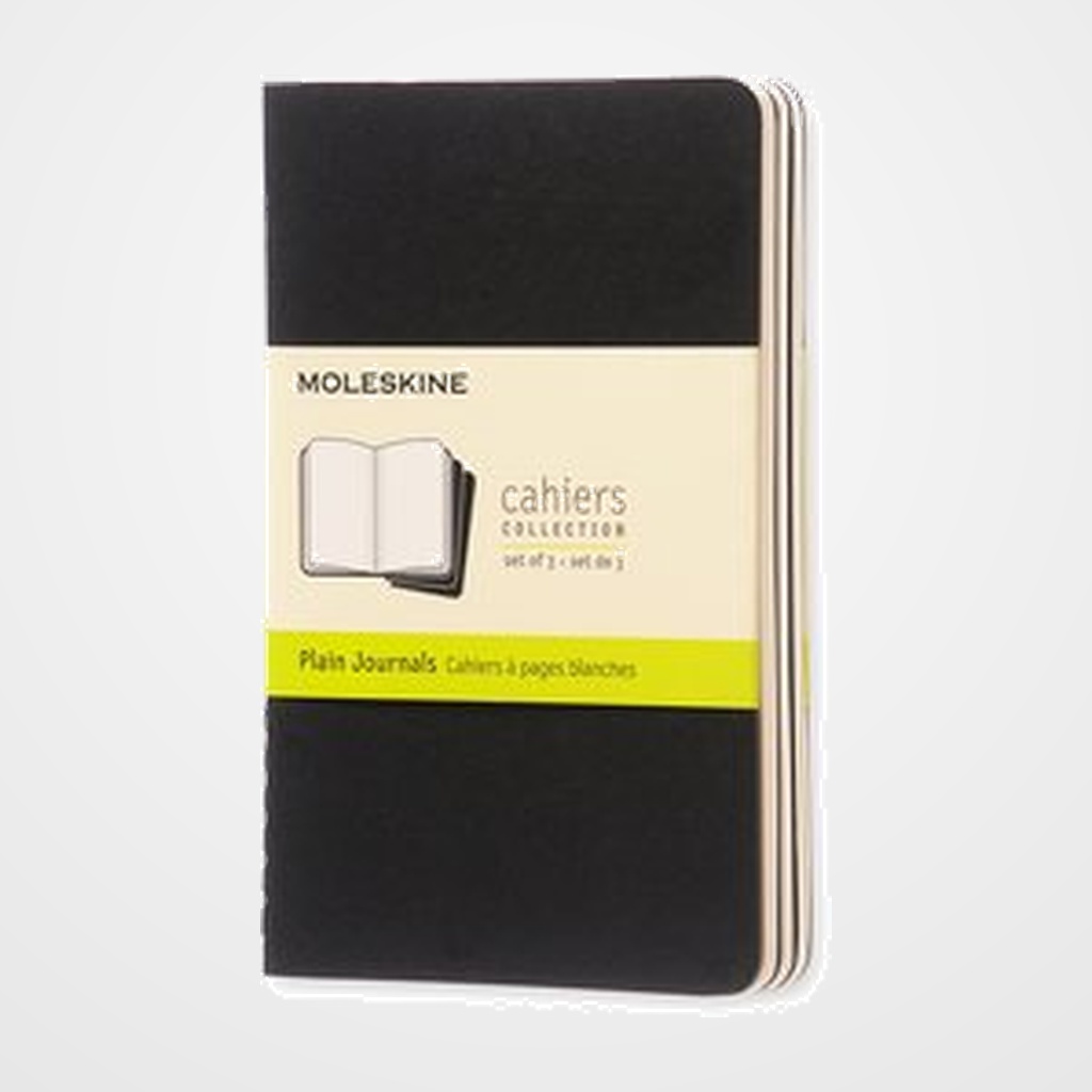 CUADERNO MOLESKINE CAHIER 9x14 64h LISA NEGRA SET DE 3