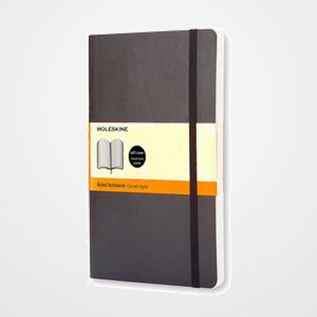 CUADERNO MOLESKINE CLASICO TAPA BLANDA 13x21 192h 70gr. HORIZONTAL con GOMA NEGRA